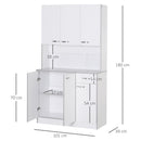 4-Door Wooden Multi Storage Kitchen Cabinet with Doors & Drawers - White
