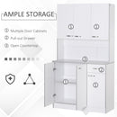 4-Door Wooden Multi Storage Kitchen Cabinet with Doors & Drawers - White