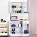 4-Door Wooden Multi Storage Kitchen Cabinet with Doors & Drawers - White