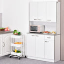 4-Door Wooden Multi Storage Kitchen Cabinet with Doors & Drawers - White