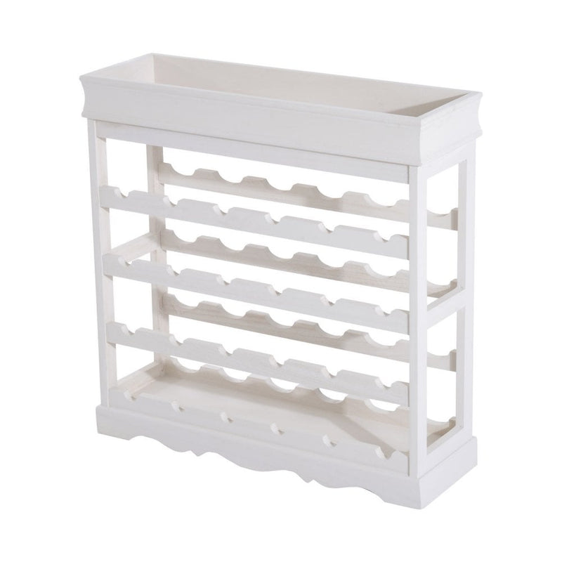 4-tier Wooden Wine Rack Board 24 Bottles Stackable Display Storage Holder Shelves Stand Kitchen Home w/Countertop (White)