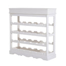 4-tier Wooden Wine Rack Board 24 Bottles Stackable Display Storage Holder Shelves Stand Kitchen Home w/Countertop (White)