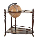 Globe Wine Trolley Bar Drinks Cabinet Container Storage Table W/Bottle Glass Holder - Dark Yellow/Brown
