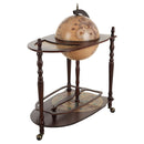 Globe Wine Trolley Bar Drinks Cabinet Container Storage Table W/Bottle Glass Holder - Dark Yellow/Brown
