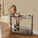 Globe Wine Trolley Bar Drinks Cabinet Container Storage Table W/Bottle Glass Holder - Dark Yellow/Brown