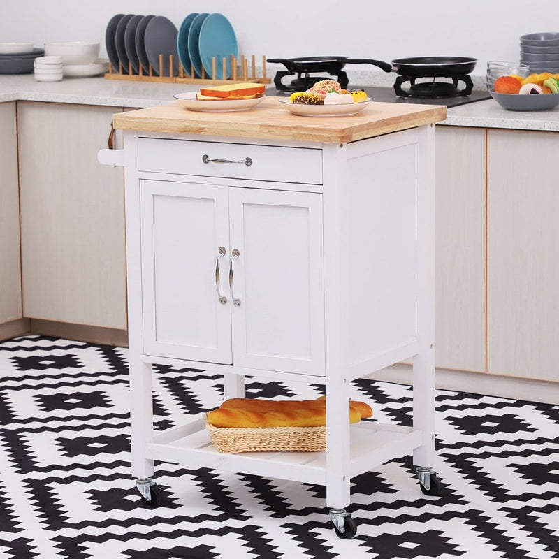 Kitchen Island W/ Drawer-White/Oak Colour