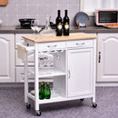 Kitchen Island W/2 Drawers - White/Natural Wood Colour