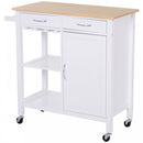 Kitchen Island W/2 Drawers - White/Natural Wood Colour