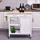 Kitchen Island W/2 Drawers - White/Natural Wood Colour
