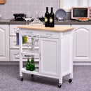 Kitchen Island W/2 Drawers - White/Natural Wood Colour