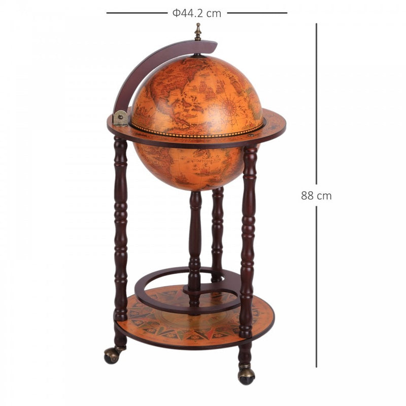 Globe Shaped Vintage Retro Style Drink Cabinet Mini Bar with Wheels