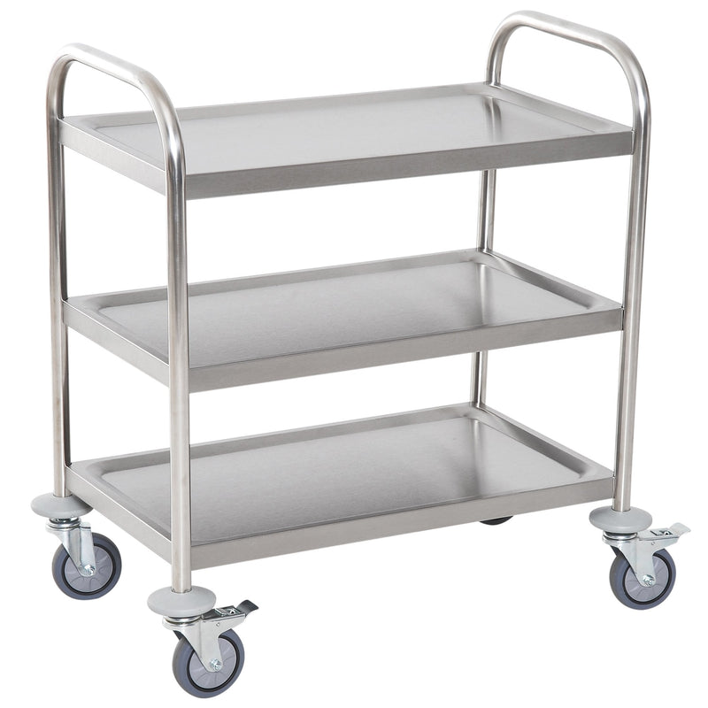 HOMCOM Rolling Kitchen Island, 3-Tier, Stainless Steel