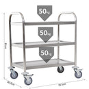 HOMCOM Rolling Kitchen Island, 3-Tier, Stainless Steel