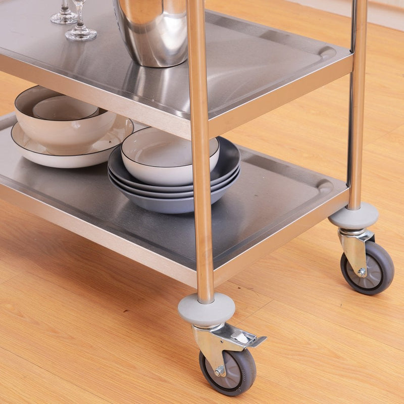 HOMCOM Rolling Kitchen Island, 3-Tier, Stainless Steel