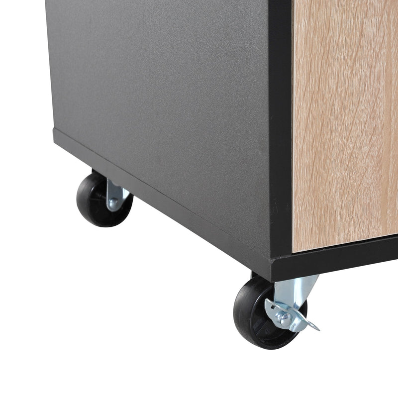 Rolling Kitchen Island - Oak/Black Colour