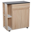 HOMCOM Kitchen Storage Trolley Cart Cupboard Rolling Island Shelves Cabinet with Door and Drawer Locking Wheels