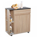 HOMCOM Kitchen Storage Trolley Cart Cupboard Rolling Island Shelves Cabinet with Door and Drawer Locking Wheels