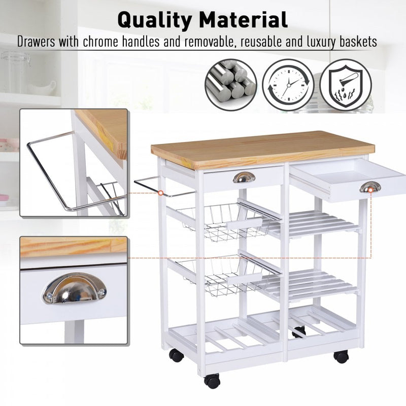 HOMCOM Kitchen Island, 74Wx37Dx76Hcm-White