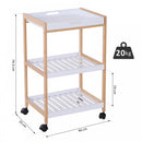 HOMCOM Kitchen Trolley, Bamboo/MDF Board, 74.5H Cm