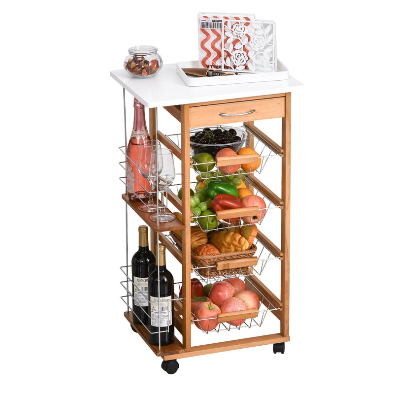 HOMCOM MDF Multifunction Kitchen Island Trolley-Brown