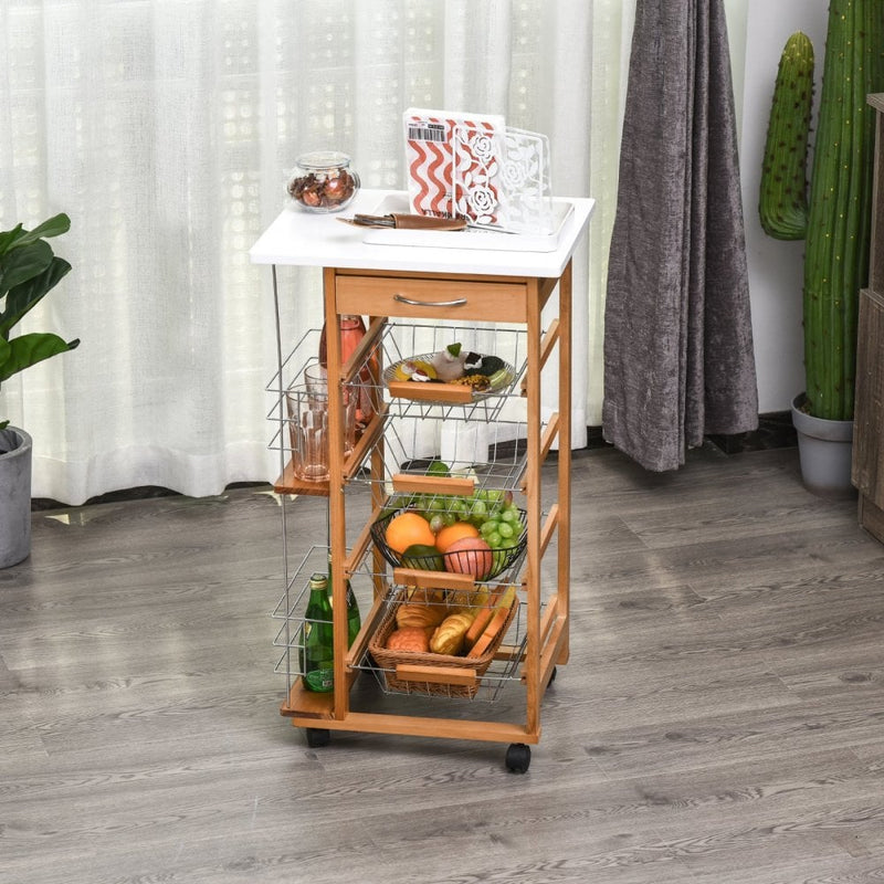 HOMCOM MDF Multifunction Kitchen Island Trolley-Brown