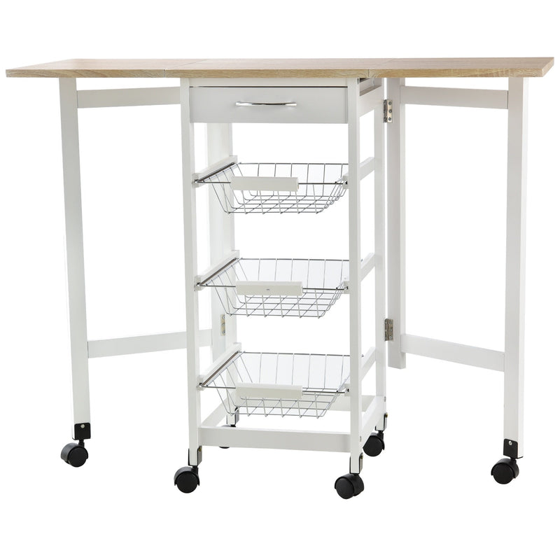 HOMCOM MDF Extendable Kitchen Island Trolley - White