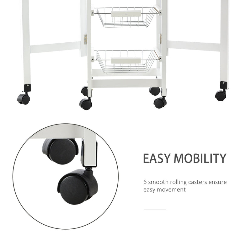 HOMCOM MDF Extendable Kitchen Island Trolley - White