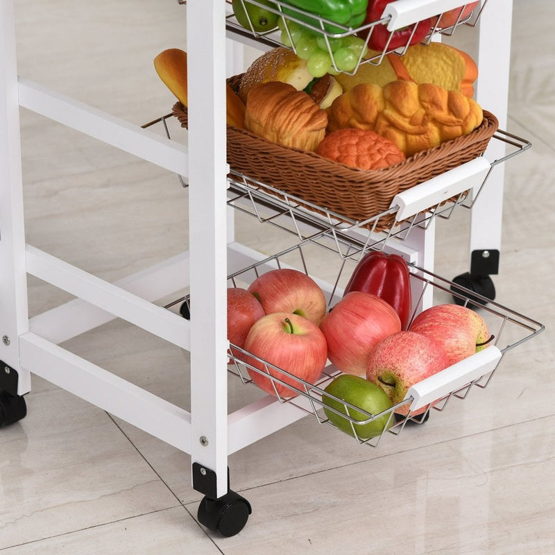 HOMCOM MDF Extendable Kitchen Island Trolley - White