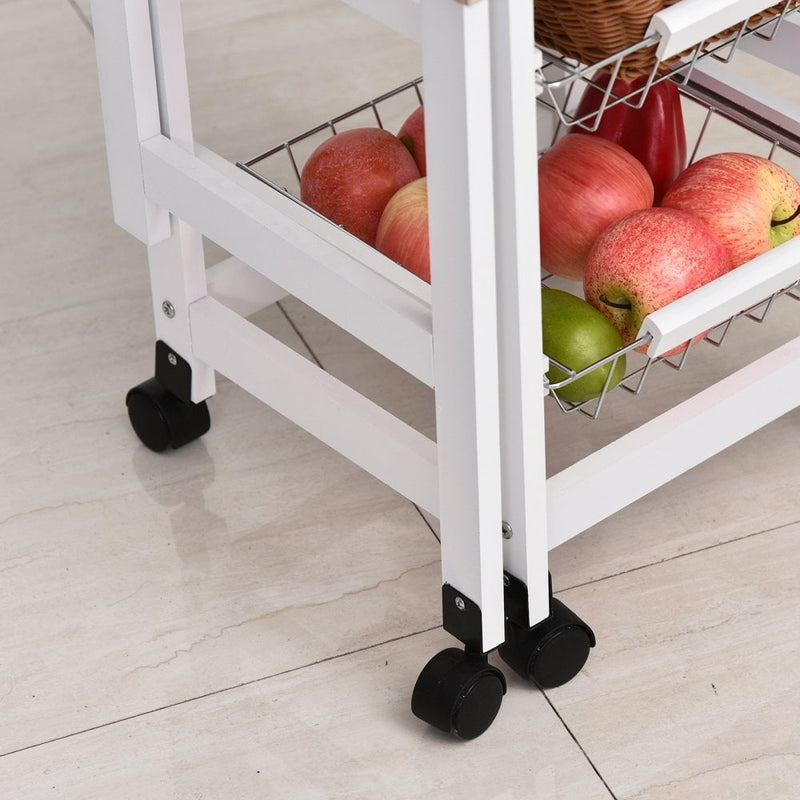 HOMCOM MDF Extendable Kitchen Island Trolley - White