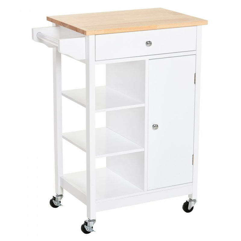 HOMCOM Kitchen Storage Trolley White