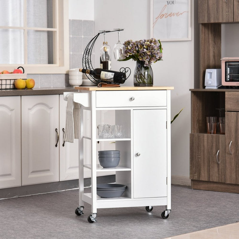 HOMCOM Kitchen Storage Trolley White