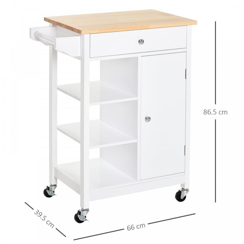 HOMCOM Kitchen Storage Trolley White