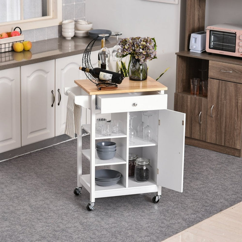 HOMCOM Kitchen Storage Trolley White