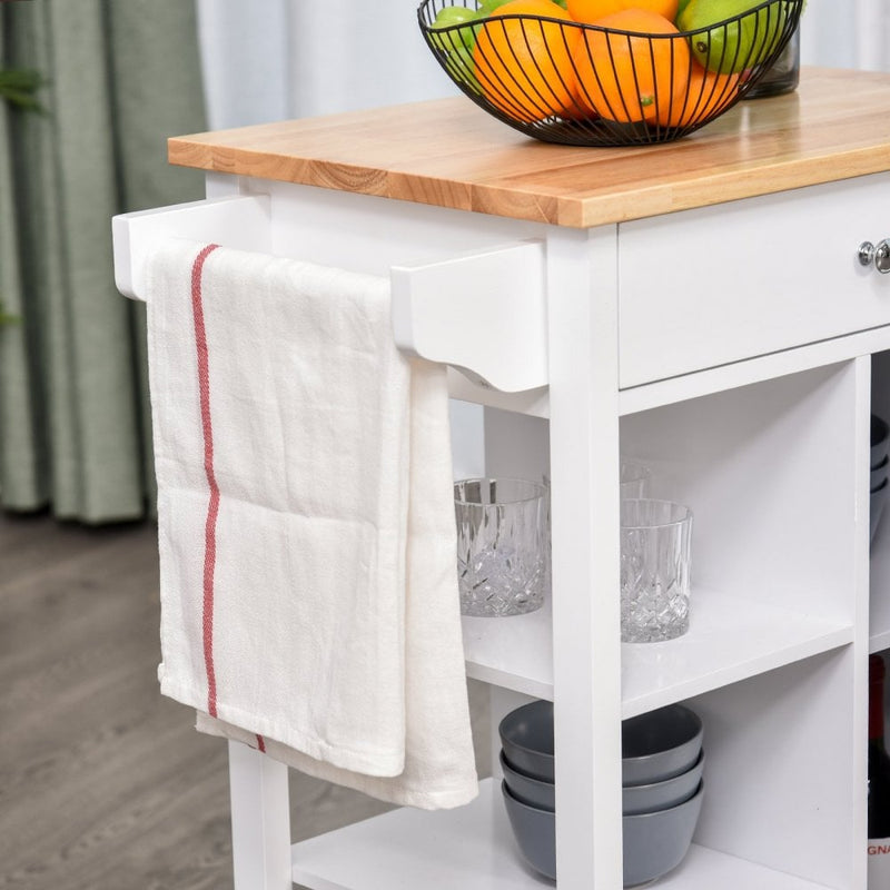 HOMCOM Kitchen Storage Trolley White