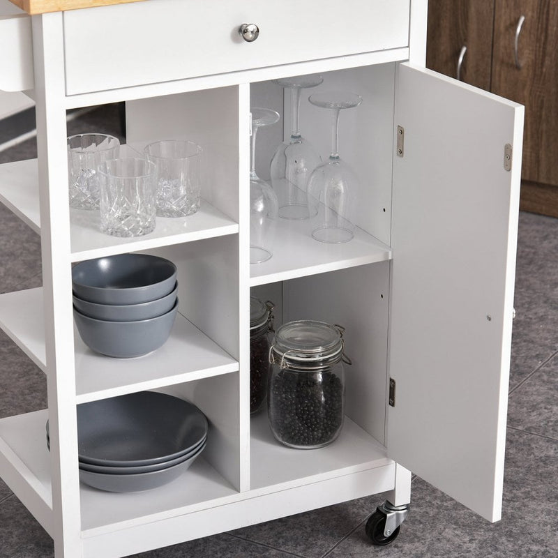 HOMCOM Kitchen Storage Trolley White