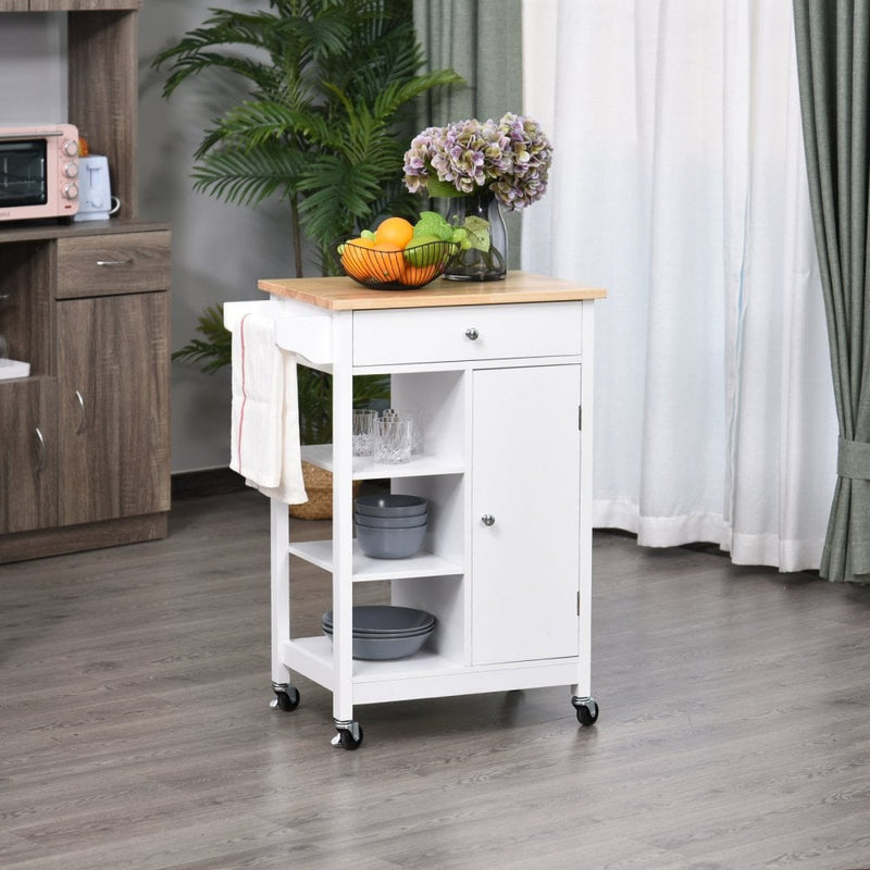 HOMCOM Kitchen Storage Trolley White