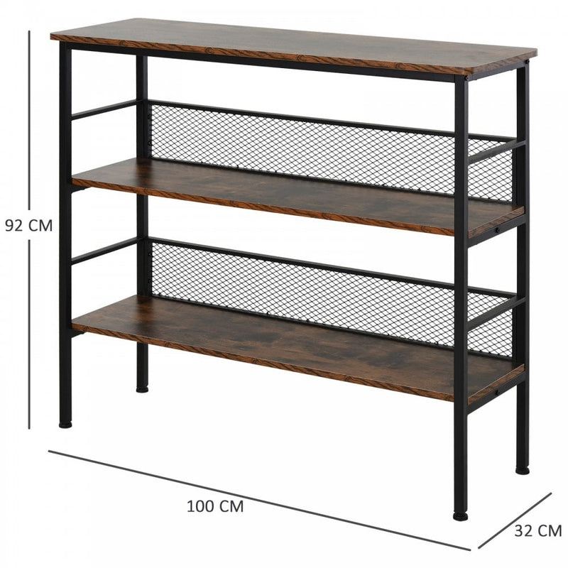 MDF Industrial 3-Tier Display Shelf - Brown