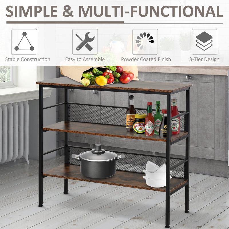 MDF Industrial 3-Tier Display Shelf - Brown