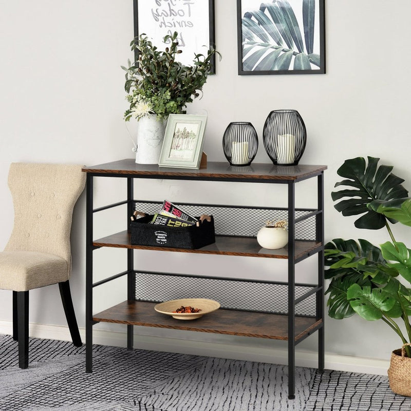 MDF Industrial 3-Tier Display Shelf - Brown