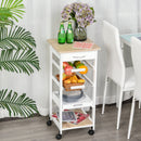 MDF Wood 5-Tier Kitchen Storage Trolley White