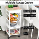 MDF Wood 5-Tier Kitchen Storage Trolley White