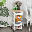 MDF Wood 5-Tier Kitchen Storage Trolley White