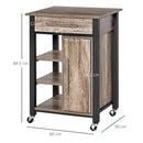 Kitchen Trolley Utility Cart on Wheels with Storage Shelves & Drawer for Dining Room, Grey Room