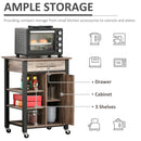 Kitchen Trolley Utility Cart on Wheels with Storage Shelves & Drawer for Dining Room, Grey Room