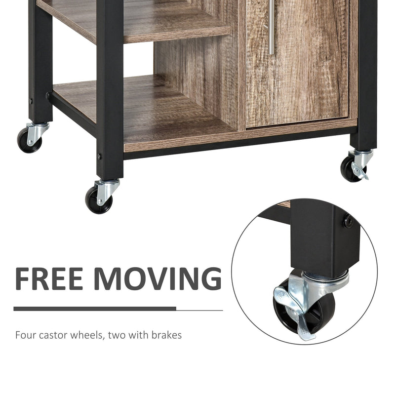 Kitchen Trolley Utility Cart on Wheels with Storage Shelves & Drawer for Dining Room, Grey Room
