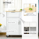 Modern Rolling Kitchen Island Storage Kitchen Cart Utility Trolley with Rubberwood Top, 2 Drawers, White Drawers