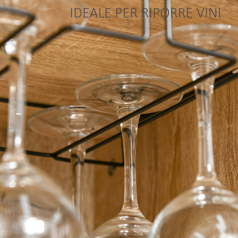 Wine Cabinet for 12 Bottles, Freestanding Wine Rack Sideboard Serving Bar with Glass Holders, Brown Holders