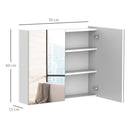 HOMCOM Wall Mounted Bathroom Mirror Storage Cabinet Cupboard with Adjustable Shelf Double Doors Mount w/ Door and Shelves