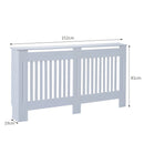 HOMCOM MDF Radiator Cover 152x81x19 cm Slatted Cover Painted Cabinet Lined Grill Modern Vertical Style Home Use-White