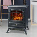 HOMCOM Electric Fire Place 1850W Heater Wood Burning Effect Flame Portable Fireplace Stove-Black